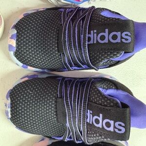 Adidas Black and Purple Sneakers with Mesh Upper